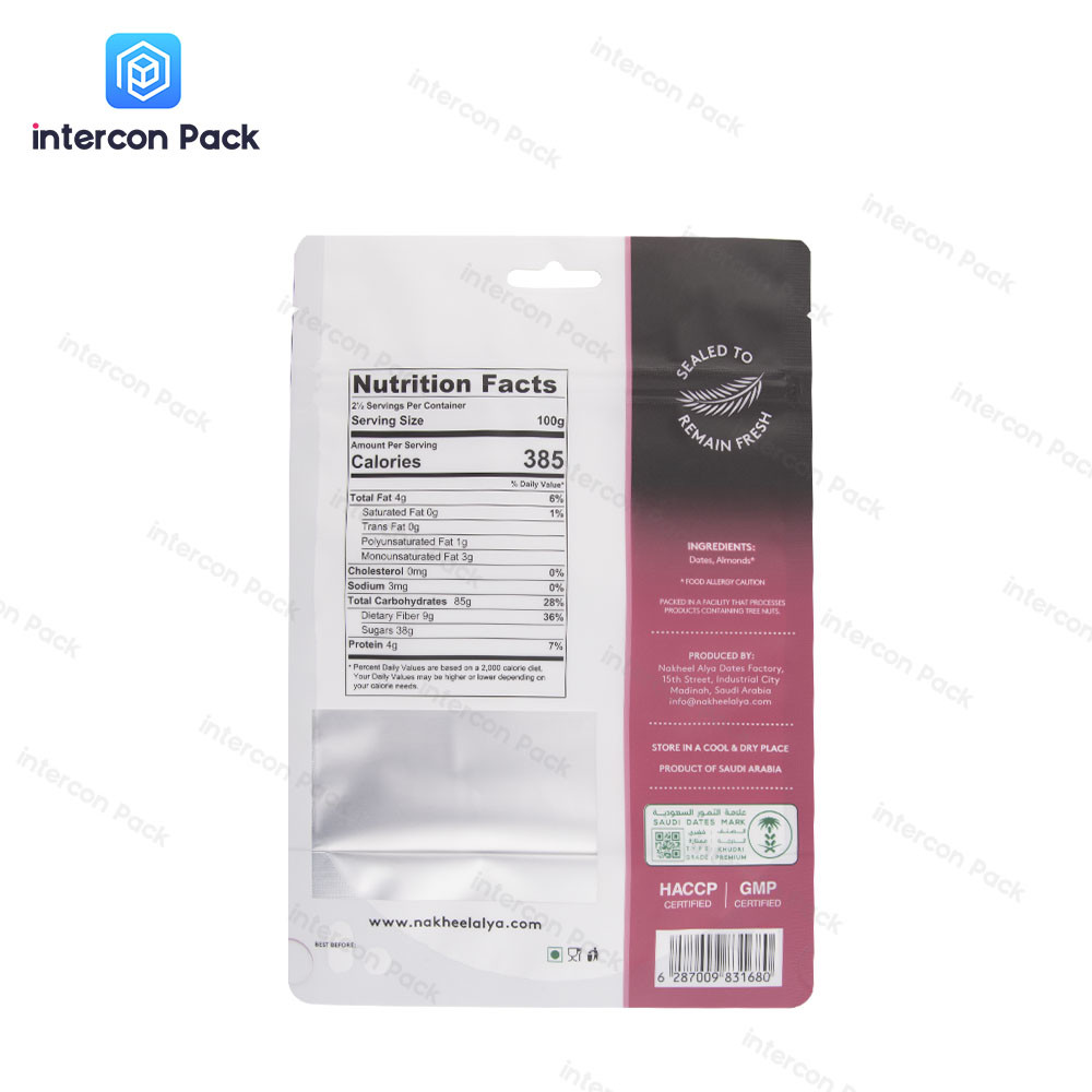 Light Weight Reusable Polyester Gusset Packaging Bag For Snack Nut