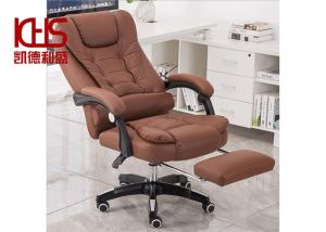 China 300lb Calm Atmospheric Tan Brown Leather Desk Chair With Footrest wholesale