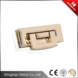 China Durable gold handbag square turn lock for bag fittings,48*18.8mm,light gold wholesale