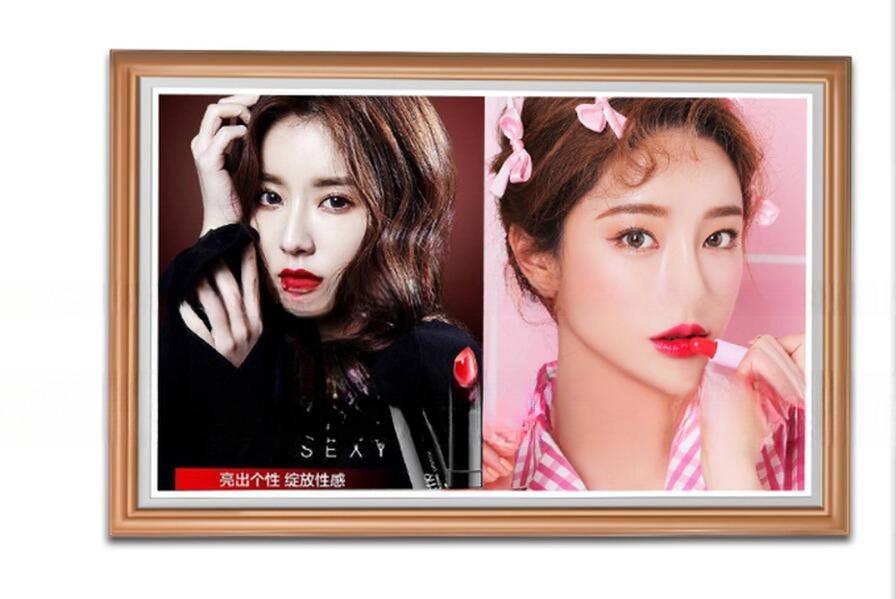 32" inch wooden frame LCD video photo frame NFT display for gallery advertising signage kiosk with WIFI network Android OS