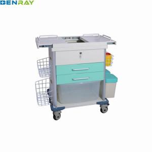 China 4 Wheels With Cross Brakes Steel Anesthesia Trolley Instrument wholesale