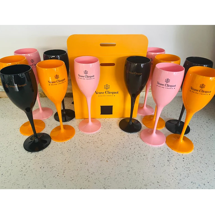 Shatterproof Plastic Veuve Clicquot Champagne Flutes Acrylic Champagne Glasses