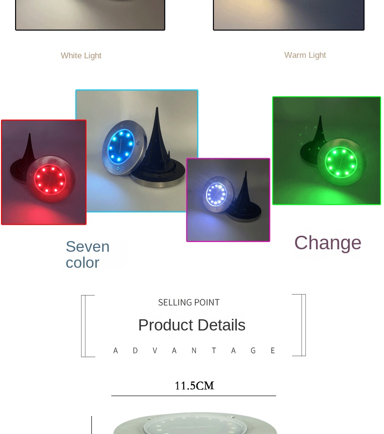 Solar Lawn Lamp Outdoor Yard Buried Decoration Night Lights with High Luminous Flux