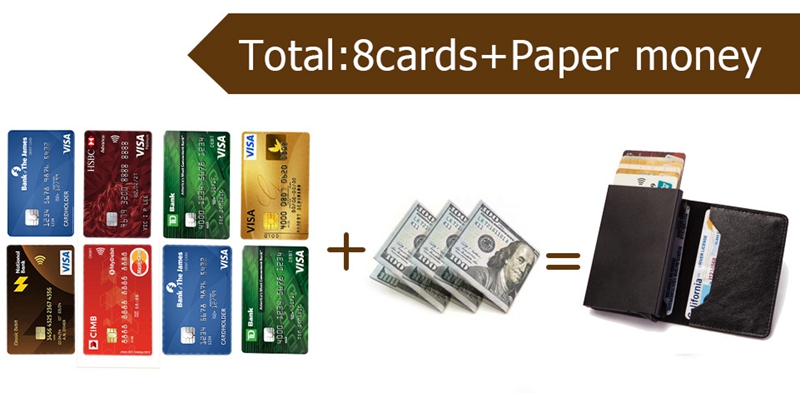 Custom Bifold Wallet Aluminum Credit Card Holder Case OEM Carbon Leather Men's Pop Up Wallet