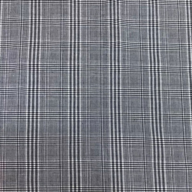 Washed Gingham Woven Stripe Cotton Linen Jacquard Fabric 110gsm