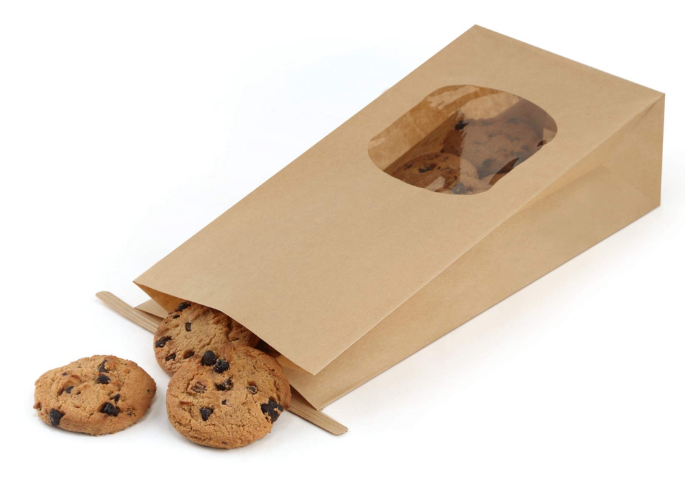 Greaseproof Paper Hot Style Bottom Window White Brown Cookie Biscuit Kraft Paper Bag