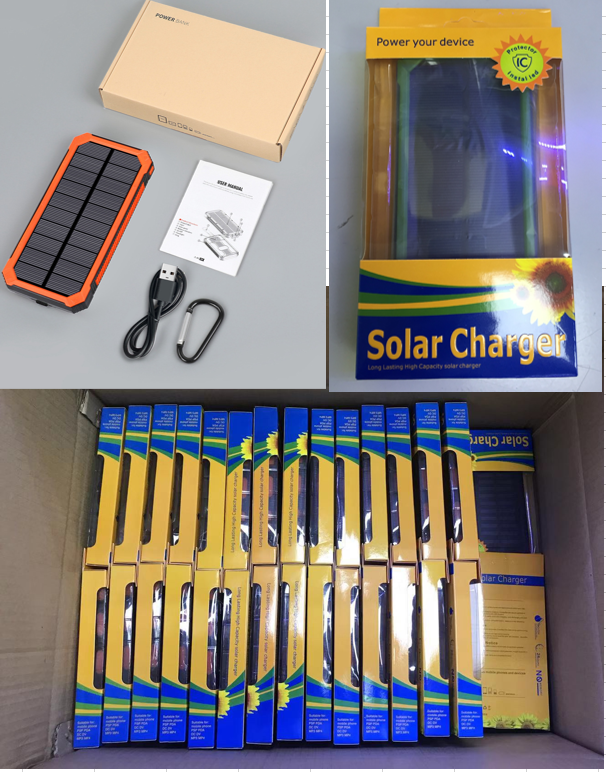 Plastic FCC 5V2.1A 20000mAh Camping Solar Power Bank