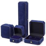Han Hong Customized Size Blue Velvet Jewelry Box with Logo and Jewelry Package