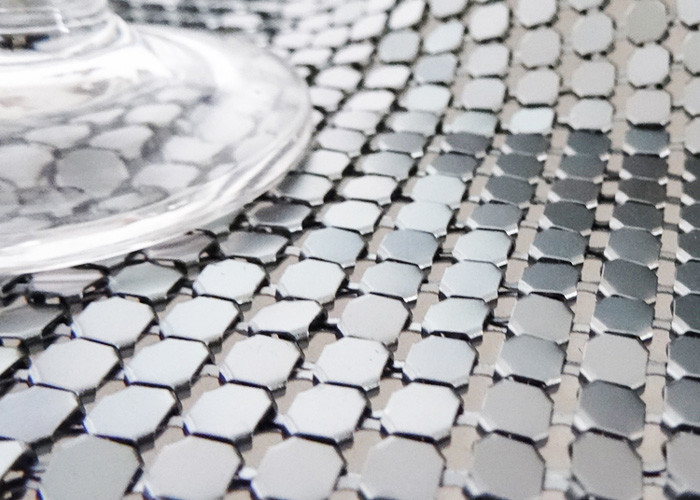 Shining Aluminum Mesh Fabric , Silver Mesh Fabric For Window / Wall Ceiling