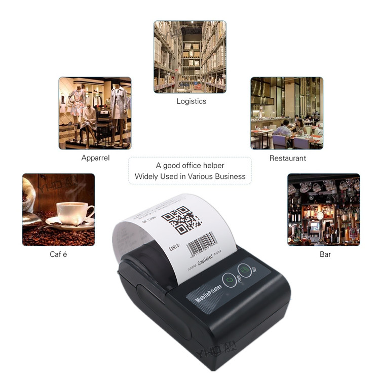 Bluetooth 58mm Thermal Receipt Printer Portable Mini Ticket Printer lithium battery