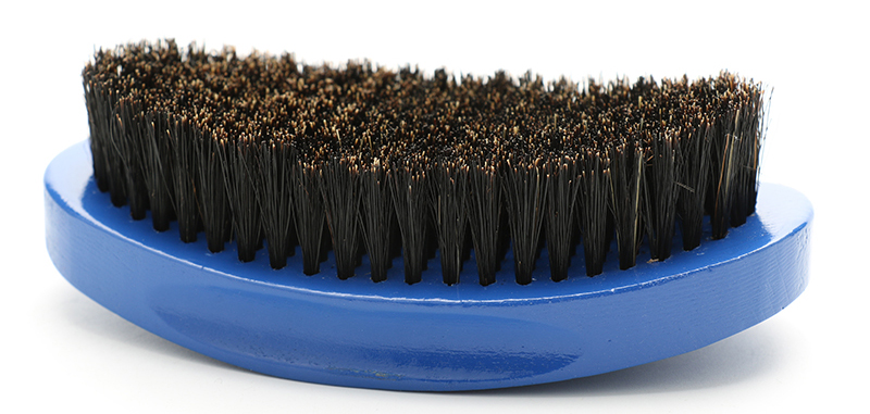 Custom Blue Bent Wave Brush Curve For 360 Soft Boar Bristle For Hair Growth Style