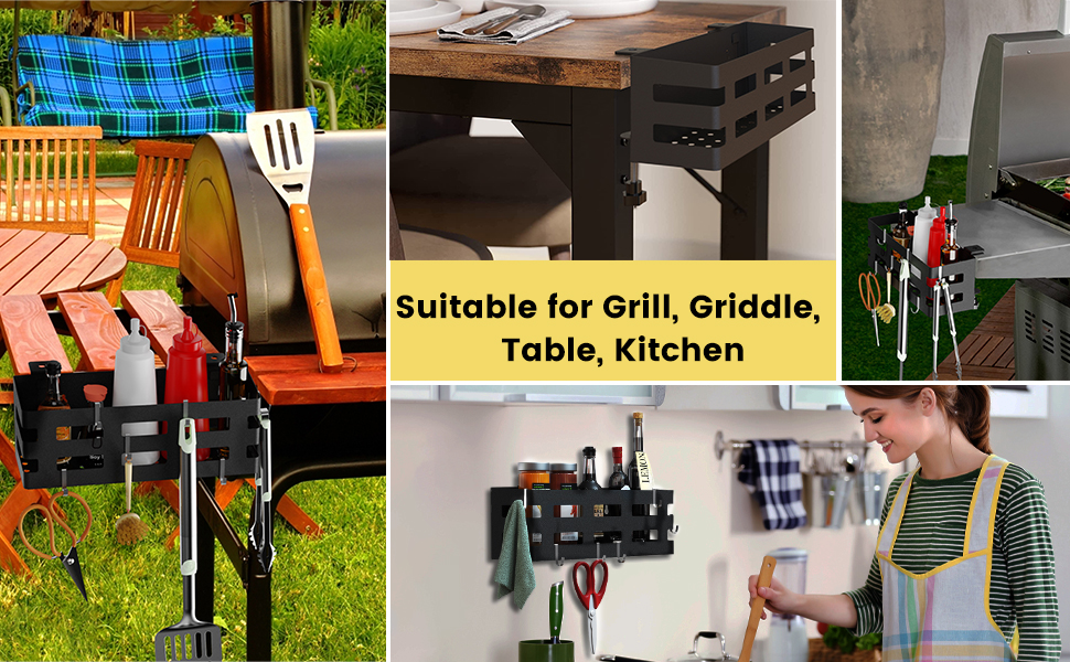 BBQ Accessories Storage Box with Magnetic Tool Holder Paper Towel Holder for 28"/36" Griddles