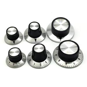 China Silver Aluminum Knob 37mm Diameter With Number 0-10 Shaft Hole 6.4MM Knob wholesale