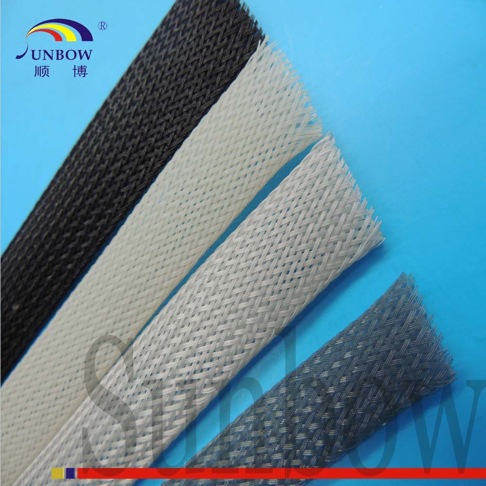 Wear resistant Flat lay width 6mm Flexible PET expandable electric cable protective sleeve