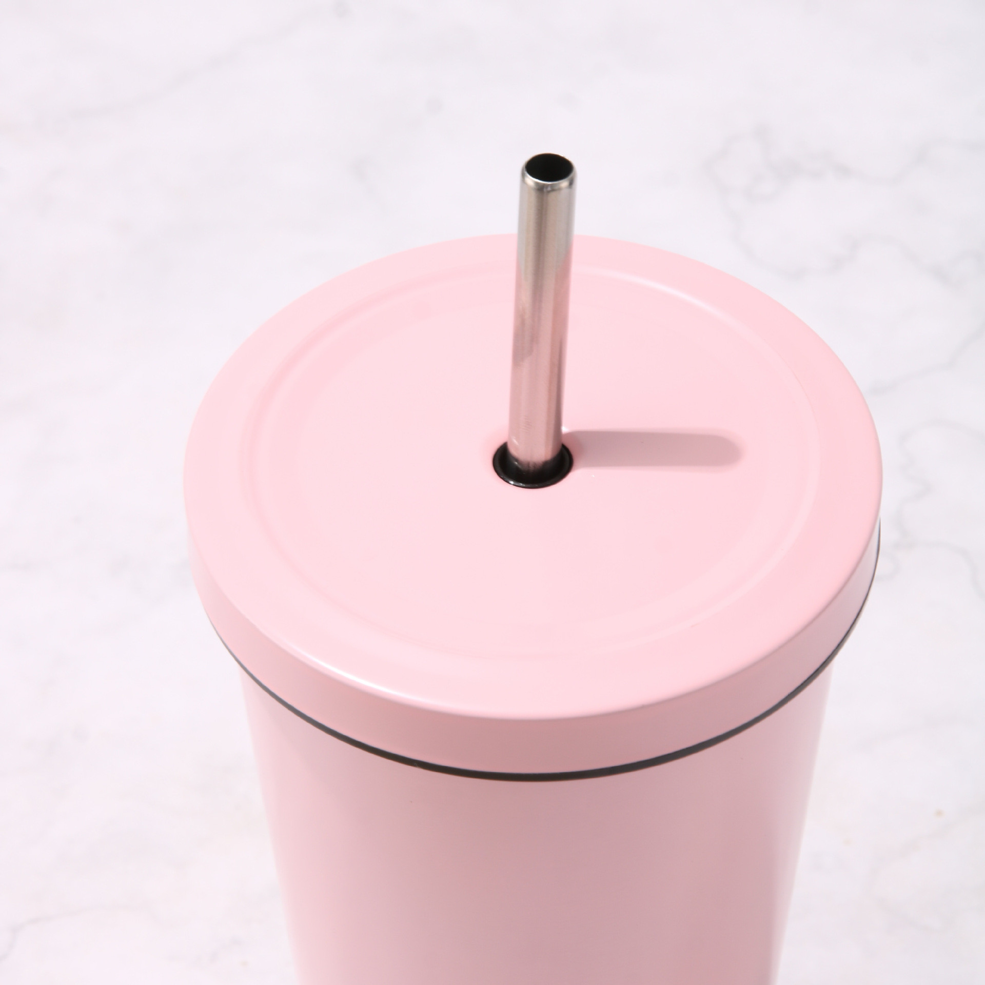 24oz Large Reusable Eco-Friendly Tumbler With Wide Soft Tip Metal Straw , Leak-Proof Lid - Perfect For Boba , Smoothies , Iced Coffee , Hot Or Cold