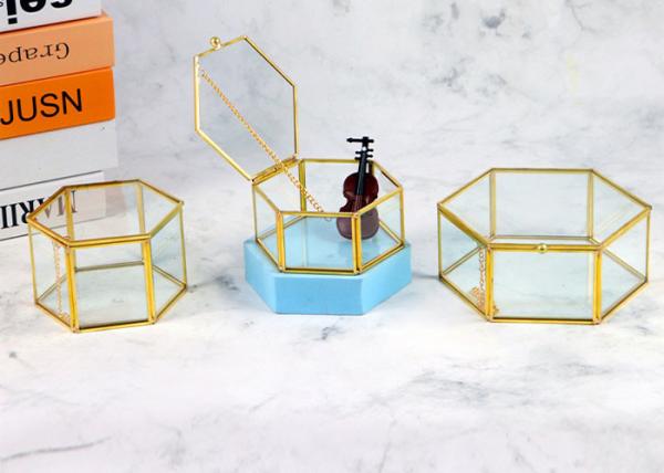 Hexagonal jewelry cover box glass artifact Wedding Decoration storage box gift