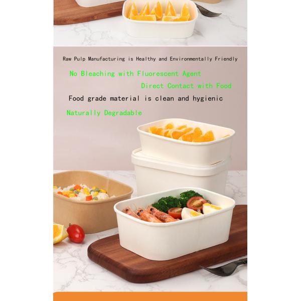 1000ml / 750ml Kraft Salad Bowl With Lid Reusable Food Grade