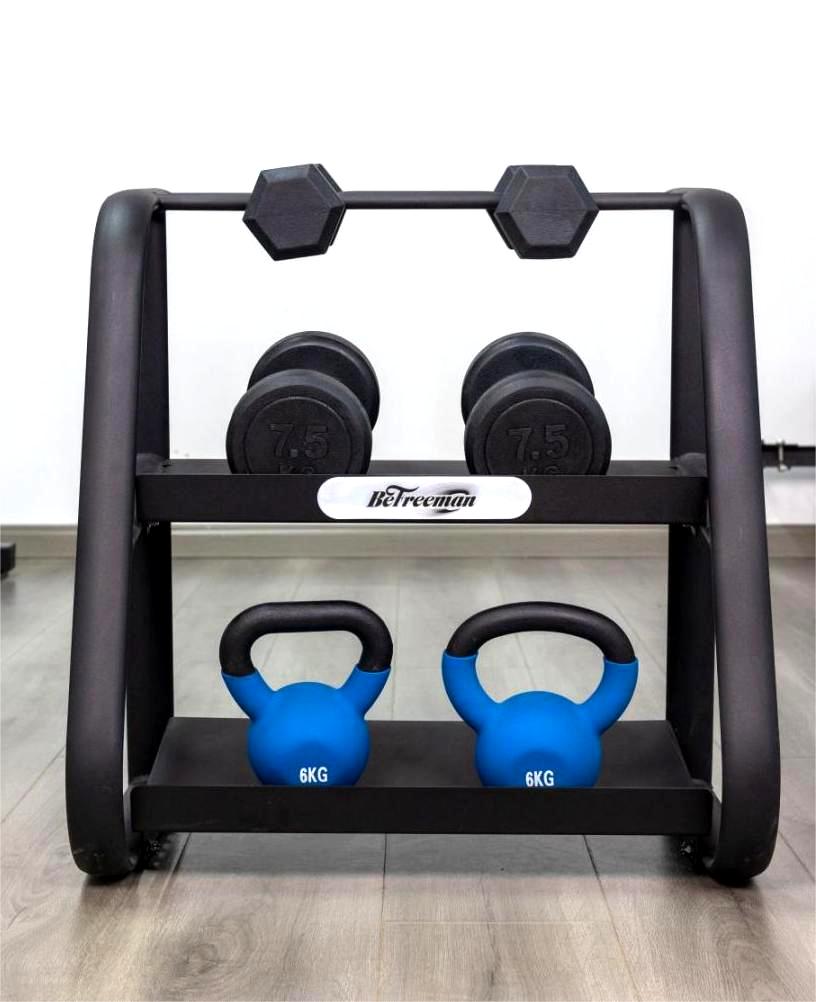 Gym Equipment Commercial 2 Tier Weights Dumbbell Rack Kettlebell Rack