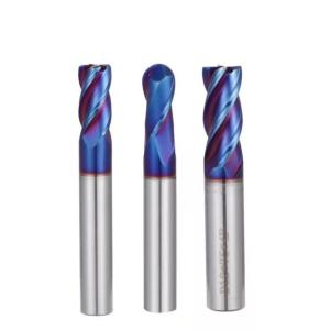 China Blue Nano Coating Carbide End Mill Cutter HRC65 wholesale