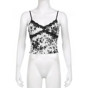 China Hot Girl Fenglei Lace Implanted Velvet Printed Camisole OEM European American wholesale