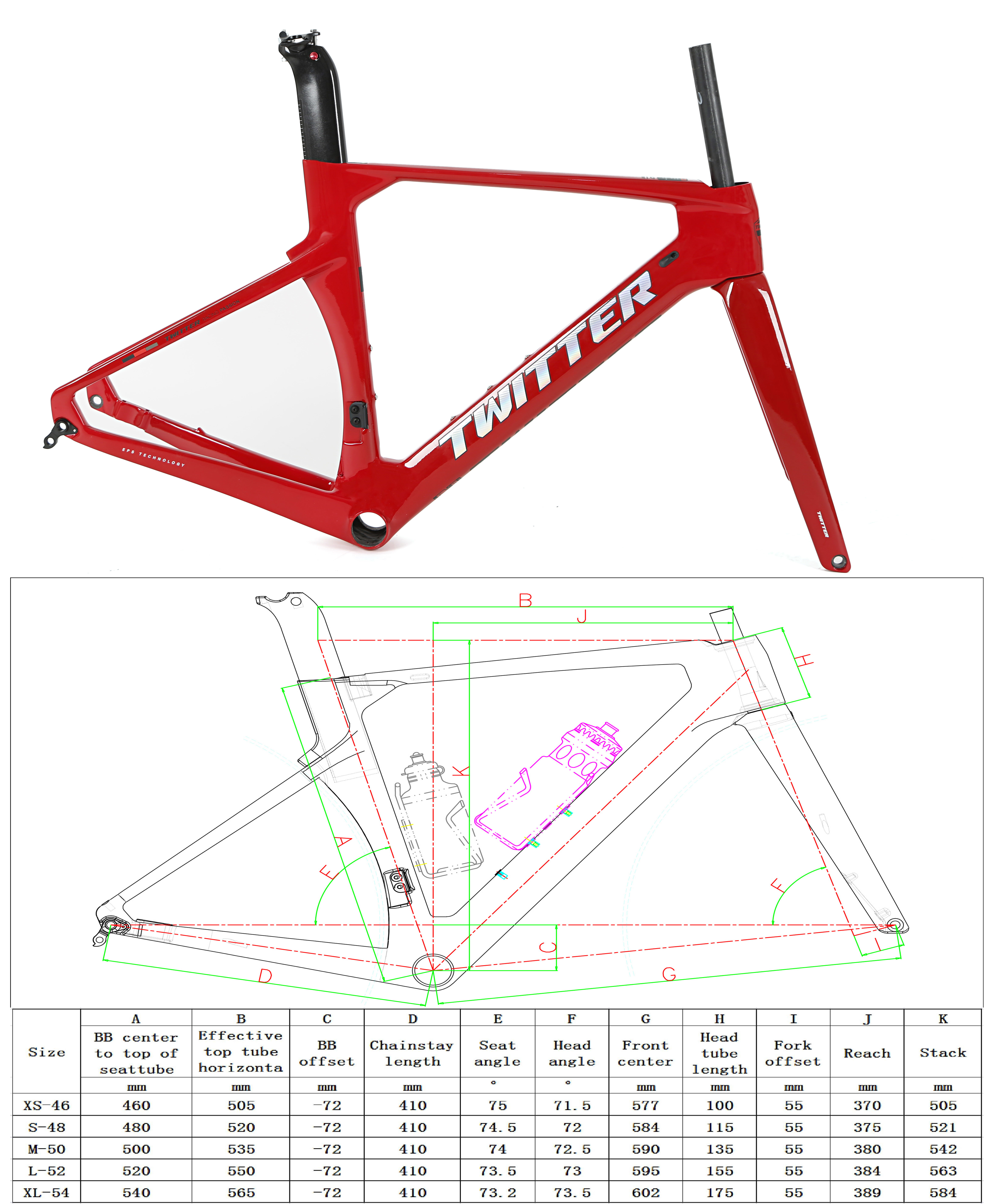High Quality T800 Carbon Road Bike Frame 56 Cm Road Bike Frame On Sale