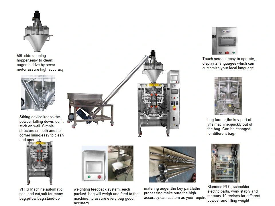 10g 2000g Vertical Powder Packing Machine Detergent Powder Auger Filling Machine