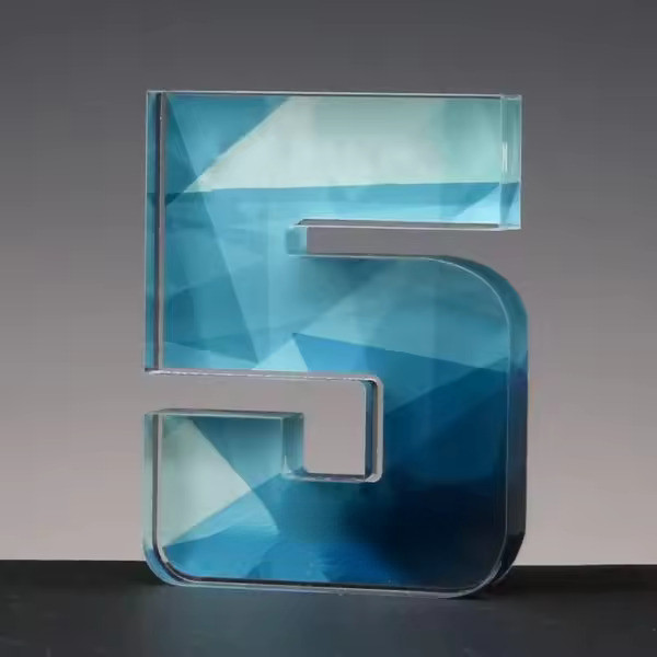 Clear Plexiglass Number Acrylic Award Block Custom Printing For Company Events