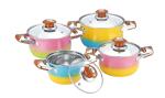 2015 hot double color cookware set & colorful stainles steel pot& cooking pot