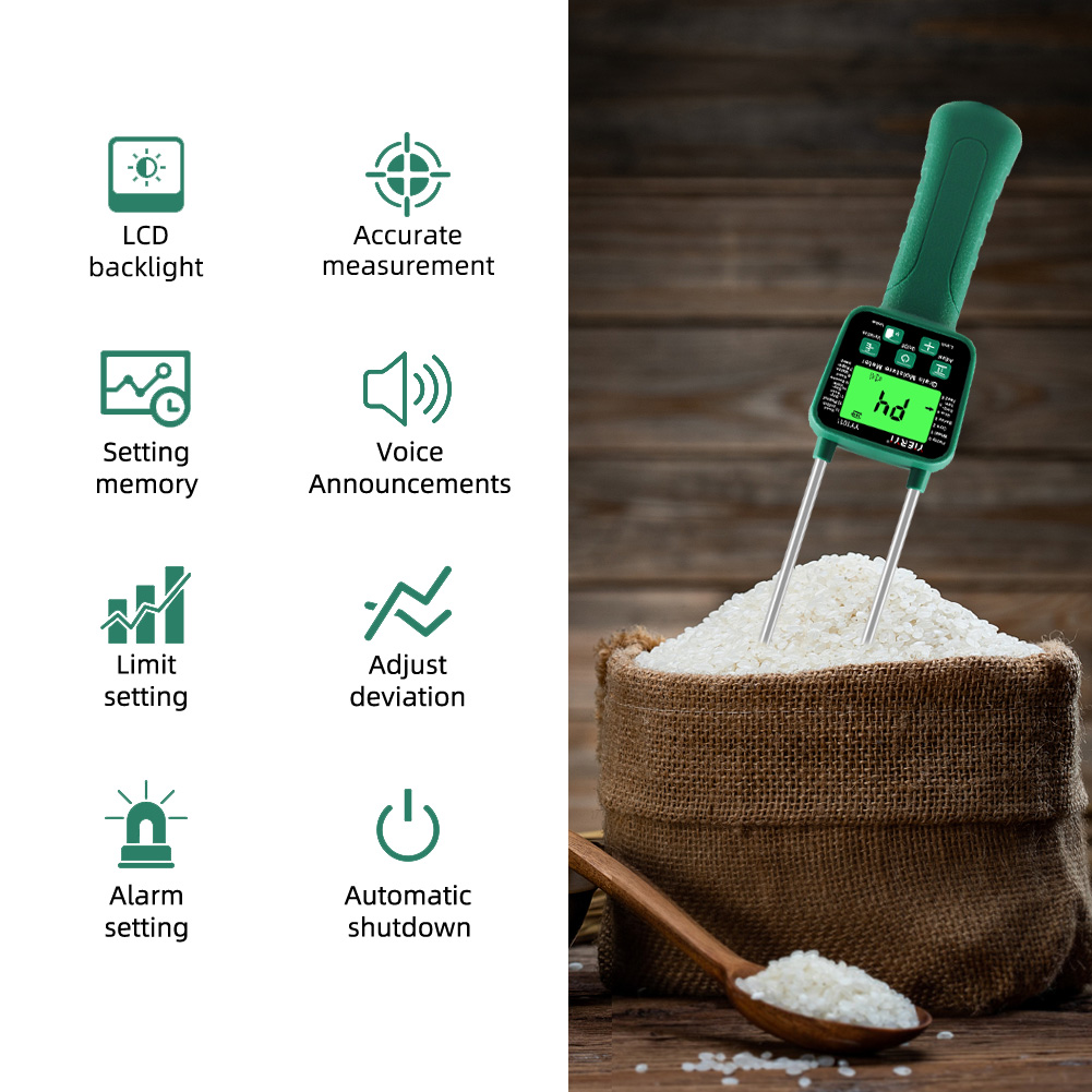 Grain Handheld Moisture Meter Voice Announcemet For Rice Sorghum Feed