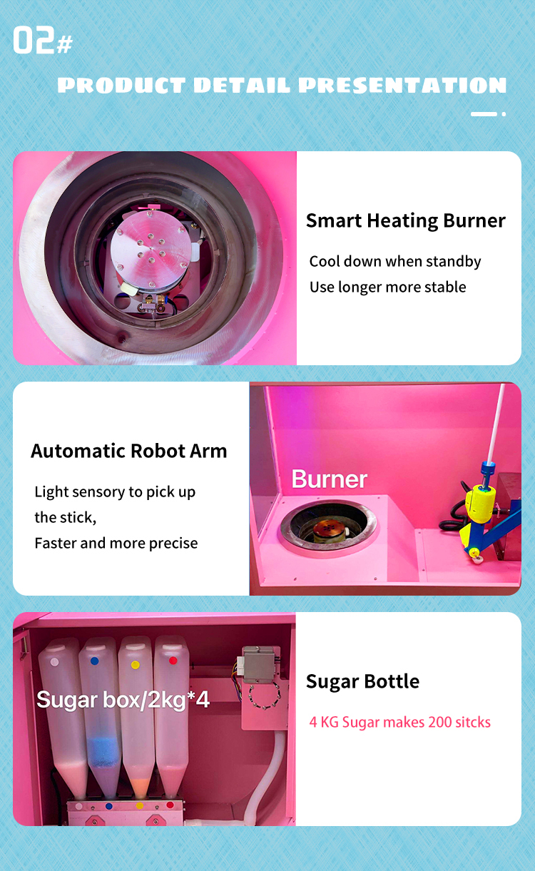 Unmanned Operation Flower Cotton Candy Machine 36 Patterns With Mechanical Arm