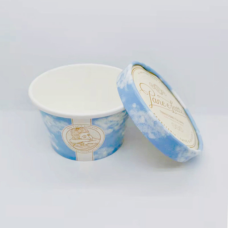 8.5oz 260ml Ice Cream Paper Cup With Lid Eco Friendly Take Away Containers
