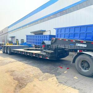 China TITAN 3 Axle 80ton Hydraulic Removable Gooseneck Trailer Lowboy Trailer for Sale wholesale