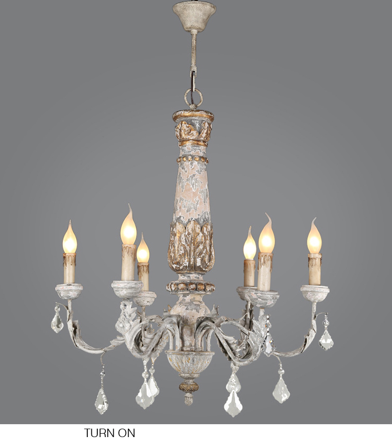 Wooden Iron Chandelier Lighting Vintage Crystal Lustre vintage chandelier(WH-CI-110)
