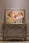Wooden Cabinet Wall Console Table Acrylic Round Entrance Table Half Moon Console