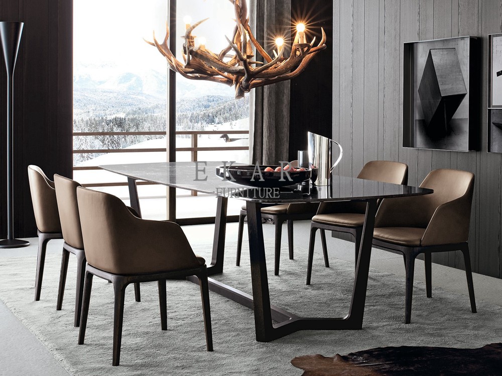 Modern Style Set Rectangle Marble Dining Table