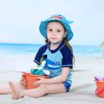 Wide Brim Blue Cartoon Bucket Hat UPF 50+ SGS UPF Certificate