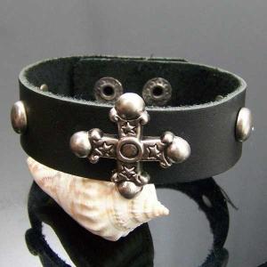 China Europ American Fashion Trendy Stainless Steel Geniune PU Leather Bracelet Bangle LBL232 wholesale