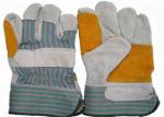 Heavy Duty Leather Safety Gloves Stripe Cotton Fabric Material CE Approved