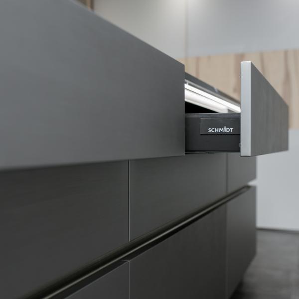 Custom Make I Shape Lacquer Kitchen Cabinet High Gloss White Base Matte Gray Island