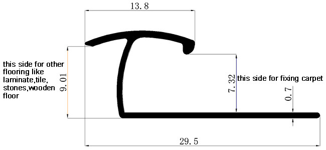 6063 T5 Aluminum Carpet Transition Strip Wood Floor To Carpet Reducer Matt Gold