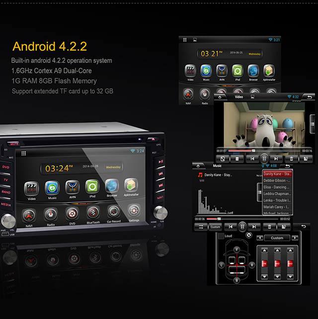 Ouchuangbo Auto Radio Player for Universal Car DVD Android 4.2 Sat Navigation Stereo System OCB-2812B