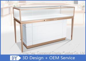 China Rose Gold Stainless Steel Frame Jewelry Display Cases With MDF Cabinet wholesale