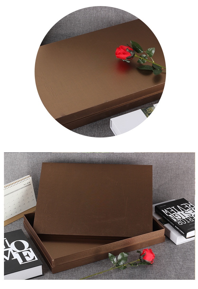 Custom Logo Elegant Lid Base Cardboard Gift Package Brown Rigid Paper Box With Materials