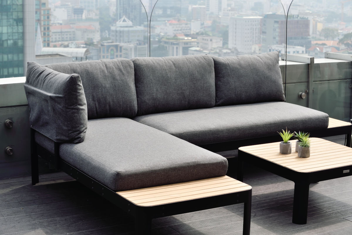 Aluminum Modular Garden Furniture L172xW72xH43cm AJUNION Outdoor Chaise Sectional Set