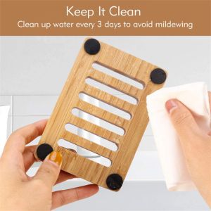 SGS Bamboo Natural Wood Soap Dish Home Bathroom Accessories