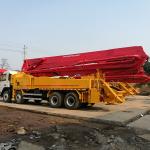42 Meter 80km/H Used Concrete Pump Truck , Used Volvo Truck With 4 Boom