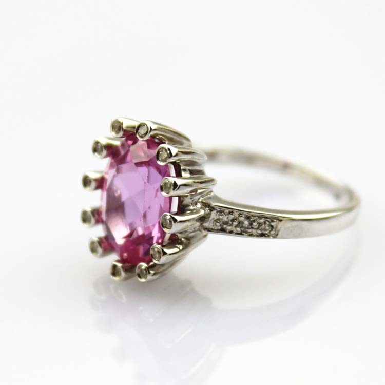 Women' Jewellery Sterling Silver Oval Garnet Cubic Zircon Ring(S-RT719)
