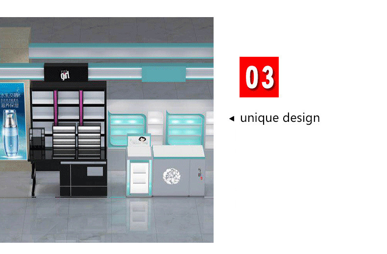 Various Shapes Cosmetic Retail Display , Cosmetic Shop Interior Design For Specialty Stores