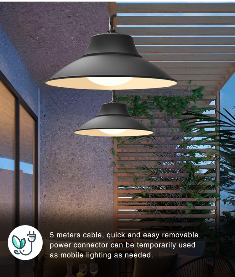 Pendant Smart Solar Powered Led Ceiling Lights With LiFePO Battery up to 13hr Φ268*160mm