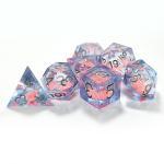 Pink Flow Sand Blue Crystal Resin Dice Multi Sided Handmade